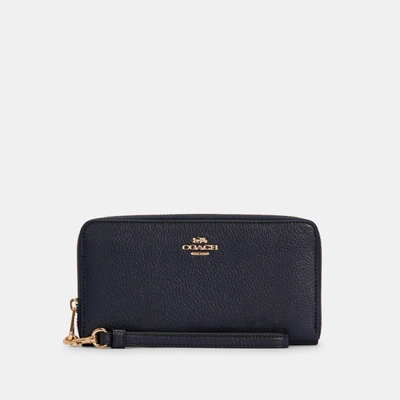 Coach Long Zip Around Wallet In Blue