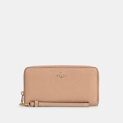 Coach Long Zip Around Wallet In Beige