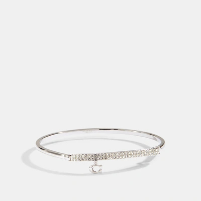 Coach Signature Pave Bar Hinged Bangle In Grey