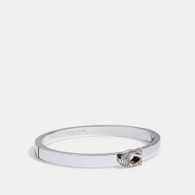 Coach Pave Signature Hinged Bangle In Grey