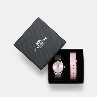 Coach Boxed Ruby Watch Gift Set, 32 Mm In Grey