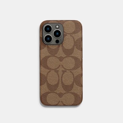 Coach Iphone 13 Pro Case In Signature Canvas In Beige