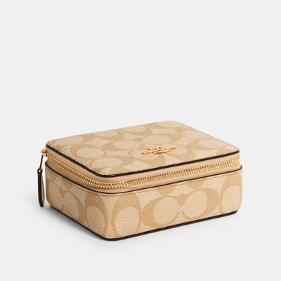 Coach Large Jewelry Box In Signature Canvas In Beige