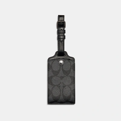 Coach Luggage Tag In Signature Canvas In Grey