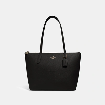 Coach Zip Top Tote In Black