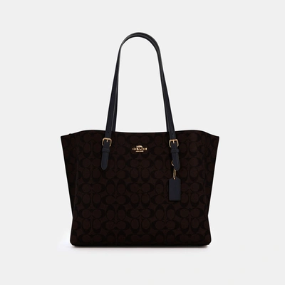 Coach Mollie Tote In Signature Canvas In Brown