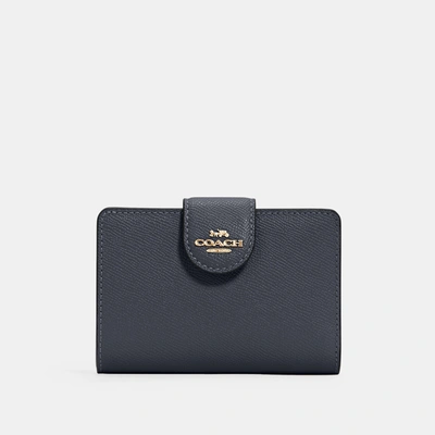 Coach Medium Corner Zip Wallet In Blue