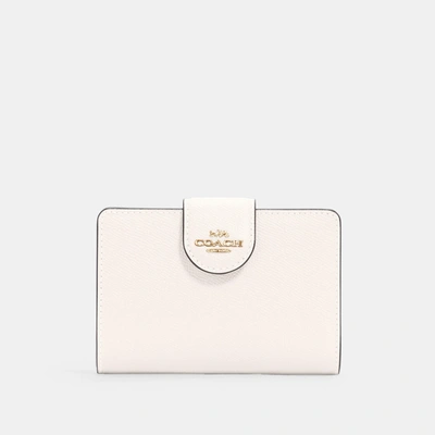 Coach Medium Corner Zip Wallet In White