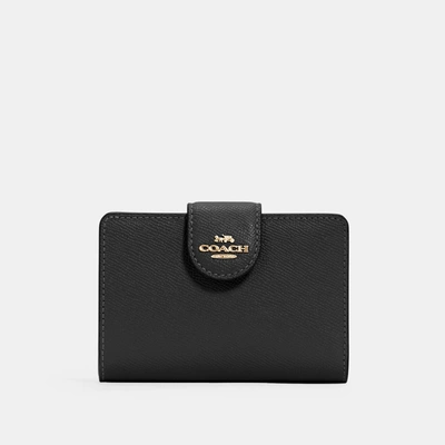 Coach Medium Corner Zip Wallet In Black