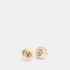 Coach Open Circle Stone Strand Earrings In Yellow