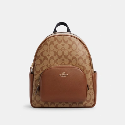 Coach Court Backpack In Signature Canvas In Beige