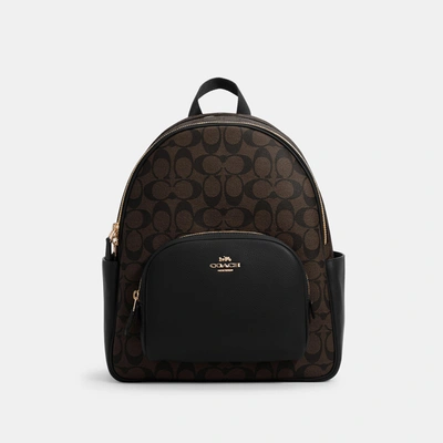 Coach Court Backpack In Signature Canvas In Brown