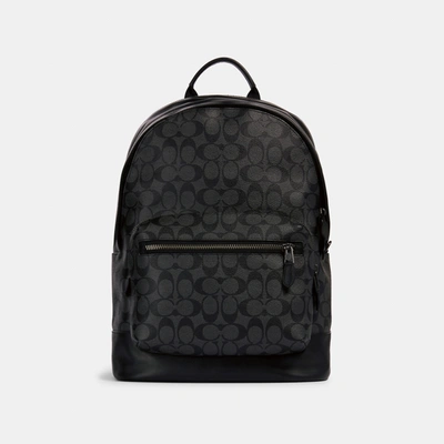 Coach West Backpack In Signature Canvas In Black