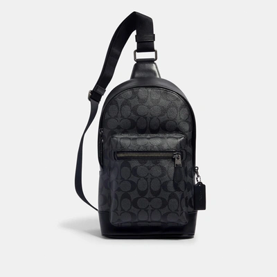 Coach West Pack In Signature Canvas In Black