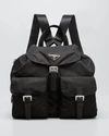 Prada Vela Medium Recycled Nylon Backpack In Black