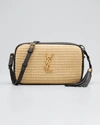 Saint Laurent Lou Medium Ysl Monogram Raffia Camera Bag In Naturale Nero