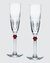 Baccarat Harcourt Eve Set Of 2 Lead Crystal Flutes In Clear/red