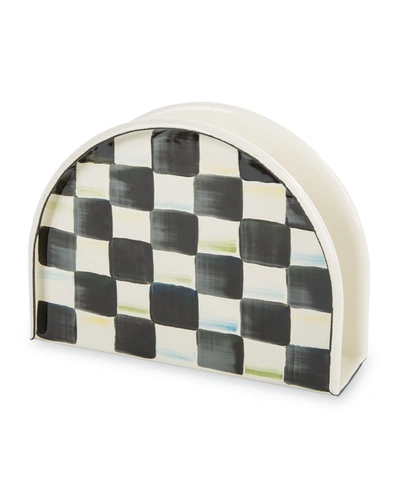 Mackenzie-childs Courtly Check Enamel Napkin Holder In Black/white