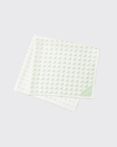 Prada Triangle Degrade Printed Silk Scarf In White/green