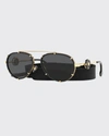 Versace Medusa Metal Aviator Sunglasses In Black