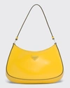 Prada Cleo Brushed Leather Shoulder Bag In Yellow