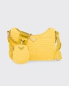 Prada Re-edition 2005 Raffia Chain Shoulder Bag In Yellow