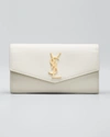 Saint Laurent Uptown Ysl Wallet On Chain In Grained Leather In White