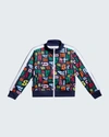 PALM ANGELS BOY'S MULTICOLOR LOGO MONOGRAM TRACK JACKET,PROD166030191