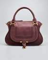 Chloé Medium Marcie Calfskin Leather Satchel In Burgundy