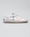 Golden Goose Superstar Mixed Leather Low-top Sneakers In White Ice Orchid