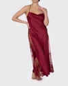 Rya Collection Darling Lace-inset Satin Gown In Sangria
