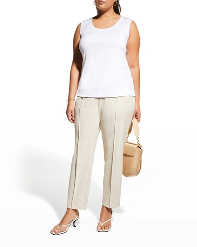 Lafayette 148 Plus Size Scoop-neck Sleeveless Cotton Tee In White