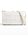Bottega Veneta Intrecciato Leather Crossbody Bag In White/gold