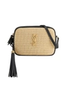 Saint Laurent Lou Medium Ysl Monogram Raffia Camera Bag In Naturale Nero