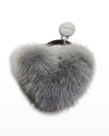 Gorski Heart Mink Fur Elastic Hair Tie In Gray