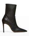 Stuart Weitzman Stuart Stretch Leather Stiletto Booties In Black