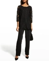 Caroline Rose Lined Floral Lace Easy Tunic In Black
