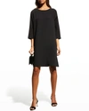 Caroline Rose Suzette Crepe Knee-length Minidress In Black