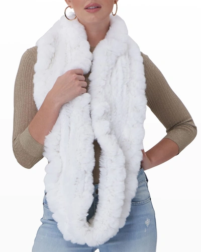 Gorski Rex Rabbit Knit Infinity Scarf In Bleached White