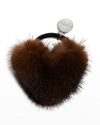 Gorski Heart Mink Fur Elastic Hair Tie In Mahogany