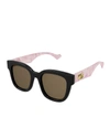Gucci Oversized Rectangle Acetate Sunglasses In Black/pink