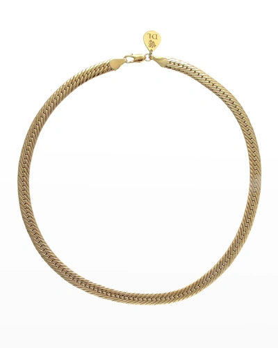 Devon Leigh Herringbone Chain Necklace In Gold