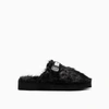 Suicoke Black Zavo Zeu Faux Fur Slippers In Black