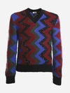 Saint Laurent Sweater With Jacquard Workmanship And Zig Zag Pattern In Multicolor