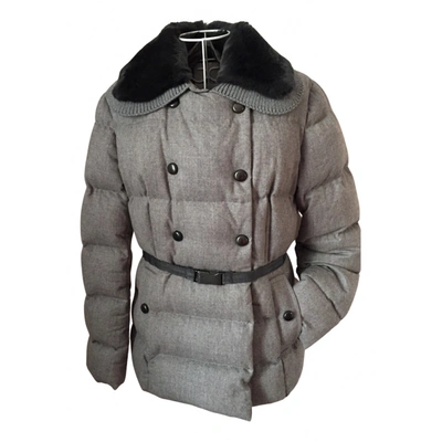 Pre-owned Moncler Wool Puffer In Grey
