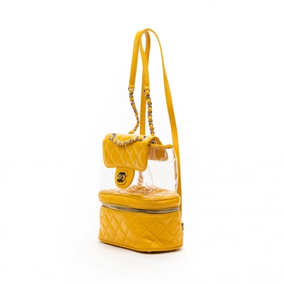 Pre-owned Chanel Cloth Backpack In Yellow