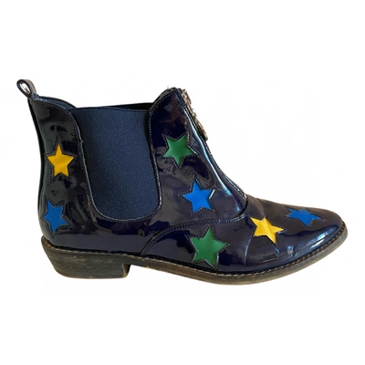 Pre-owned Stella Mccartney Leather Ankle Boots In Navy