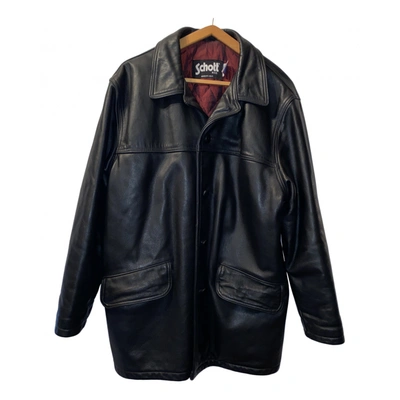Pre-owned Schott Leather Parka In Black