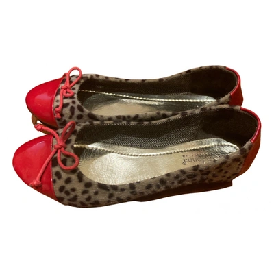 Pre-owned Prima Donna Faux Fur Ballet Flats In Red