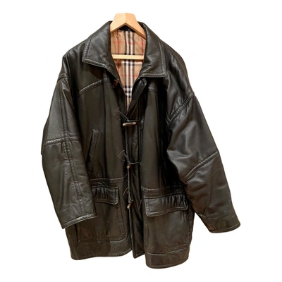 Pre-owned Burberry Leather Dufflecoat In Brown